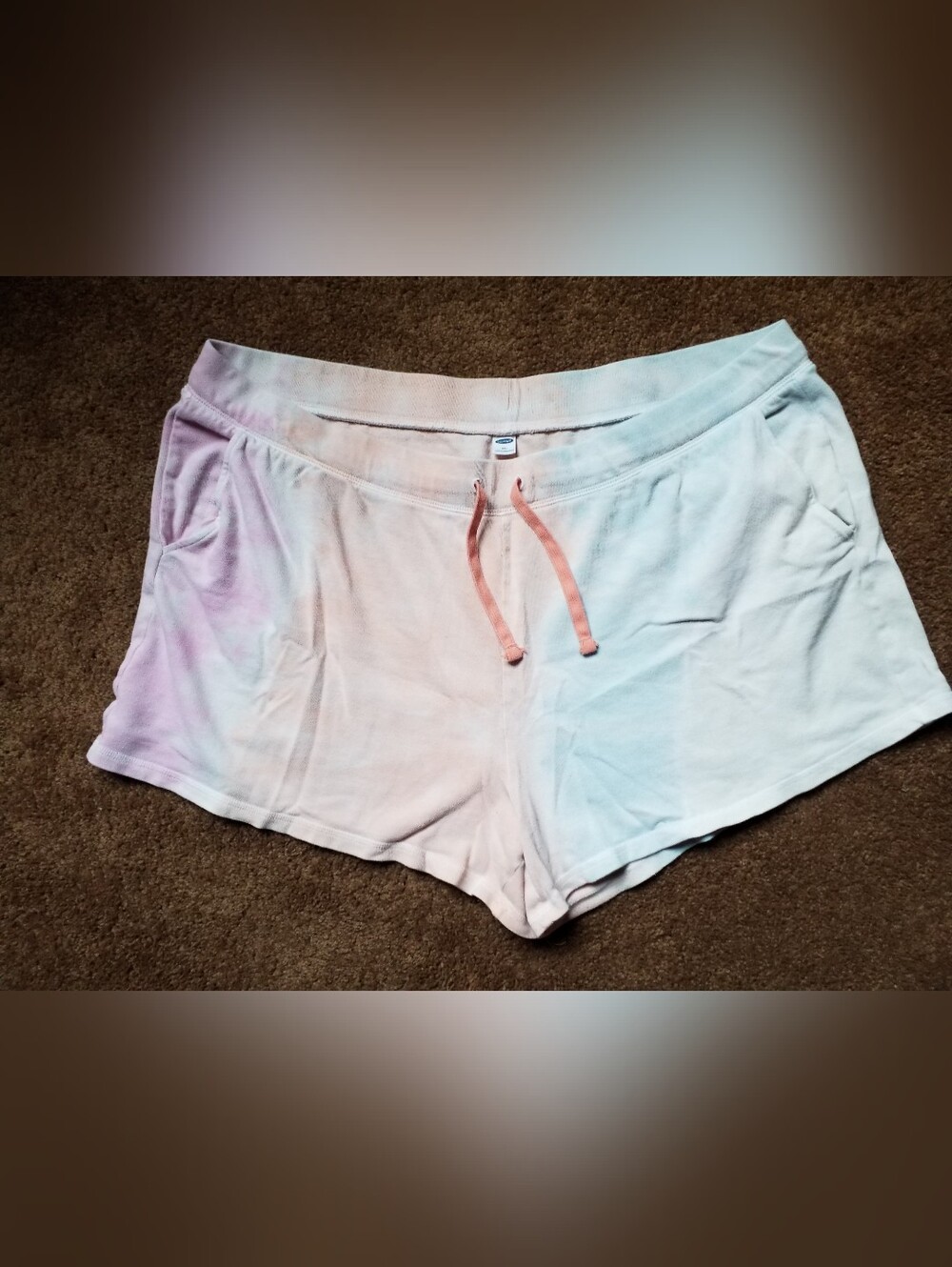 Old Navy Pastel Tie-Dye Athletic Lounge Shorts with Peach Drawstring